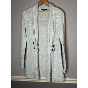 Apt. 9 Women's Size Small Cardigan Tunic Sweater Gray open Knit
